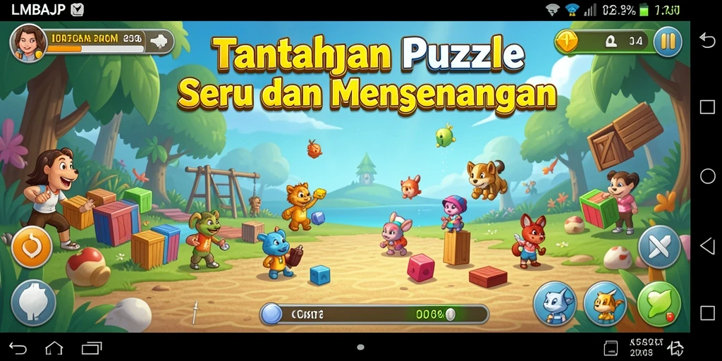 Tampilan gameplay seru dalam LMBAJP yang menantang kemampuan berpikir.