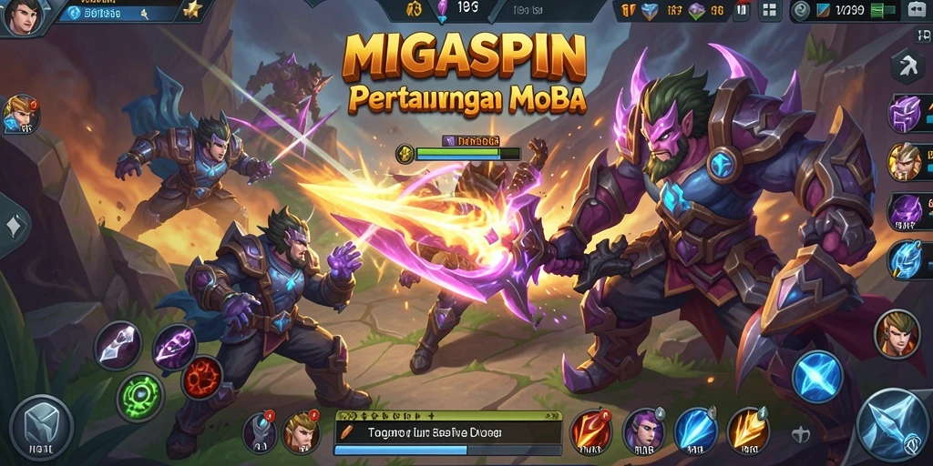 Gameplay seru di MIGASPIN dengan aksi MOBA menarik.
