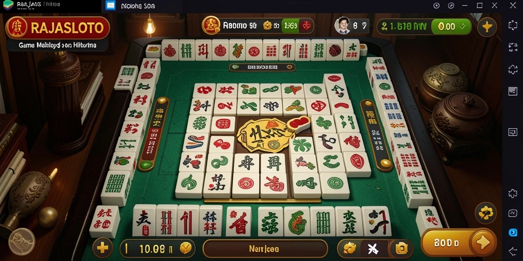 Gameplay menarik dalam RAJASLOTO dengan tampilan ubin Mahjong.