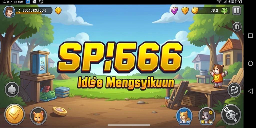 Screenshot gameplay SP666 menunjukkan karakter yang sedang mengumpulkan sumber daya.