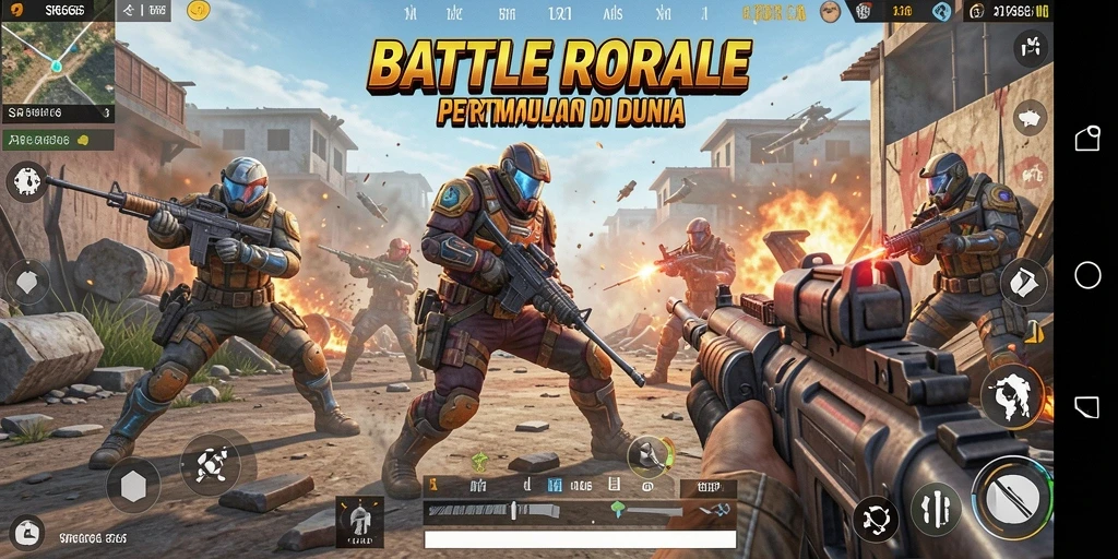 Tangkapan layar utama dari gameplay SR6666 dalam mode Battle Royale.